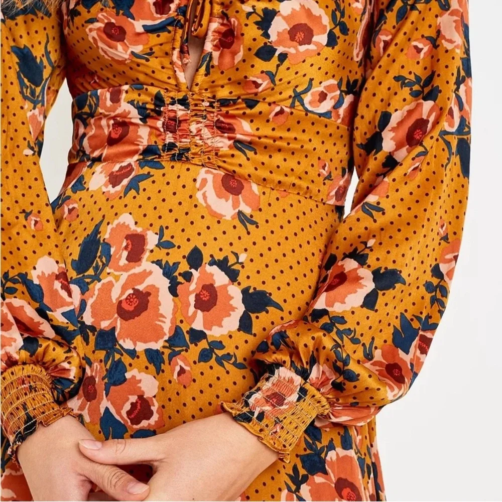 Free People Women's Floral flowy satin mini Dress